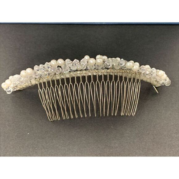 Vintage Fenaroli for Regalia Bridal Headpiece For Veil Faux Pearls Clear Beads main image 5